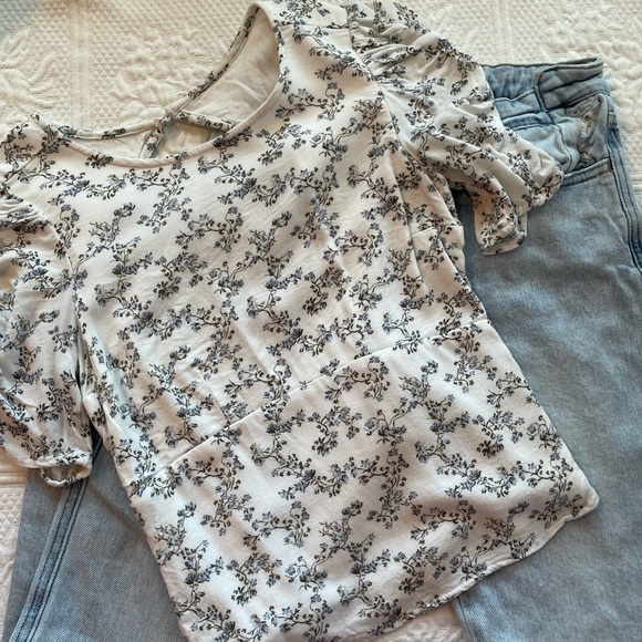 Abercrombie & Fitch Tops - Abercrombie Blue Willow Toile Open Back Short Sleeve Top
